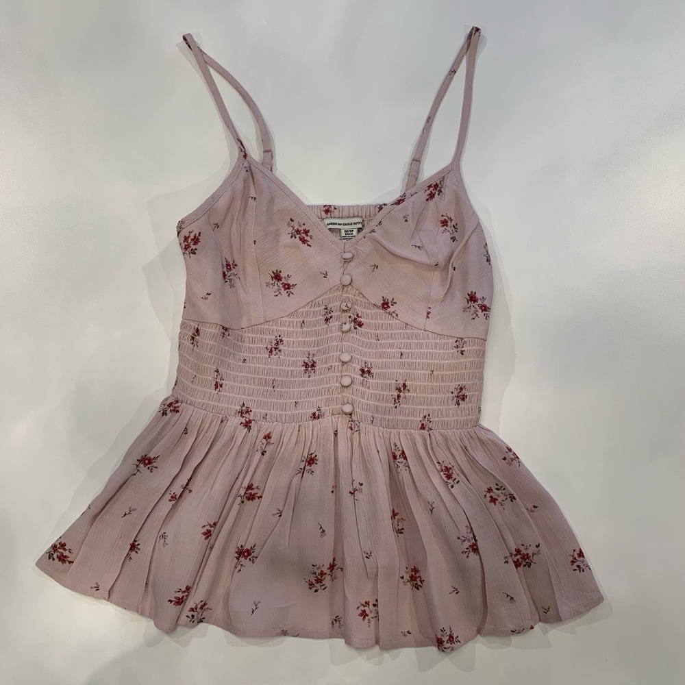 American Eagle Sleeveless Pink Floral Top